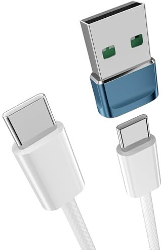 Câble tressé Carplay pour iPhone 16 15 de Voiture 1m,45W Cable tressé Voiture avec Adaptateur USB pour Apple CarPlay et Android Auto,Câble USB C vers USB C Charge Rapide données pour Samsung A55 A35