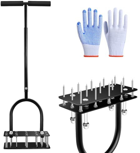 Gaethra Arieggiatore per Prato 96 cm, Scarificatore per Prato con 15 Punte in Ferro, Non Si Attacca al Terreno, Arieggiatore Prato Manuale per Prato, Cortile e Giardino