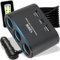 Retoo Distribuidor de encendedor de cigarrillos, 3 enchufes, cargador de coche con 2 puertos USB, 1 adaptador tipo C, adaptador con divisor de cable, enchufe de 12 V, 24 V, 120 W, carga rápida para