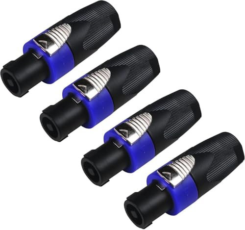 VISSQH 4 PCS Speaker connector, Audio Speaker Adapter Plug for nl4fx Speaker Cables Plugs,4 Pin Speaker Plugs Speaker Adapter Connectors (Twist Lock)