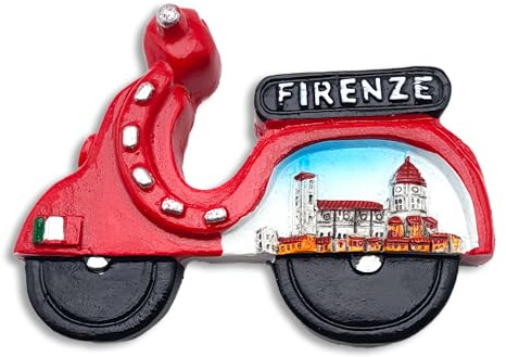 3D-Magnet Florenz – Dom in Scooter dreifarbig Italien – dekorativer Magnet für Kühlschrank und Magnettafel – Souvenir Stadt der Kunst und Kultur – 7,5 x 5,5 cm