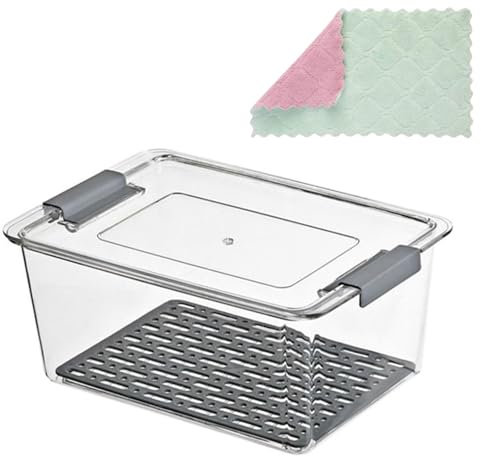 Airtight Cheese Storage Container for Fridge with Removable Drain Tray, BPA-Free Plastic Box Organizer – 25x16.5x11.5cm, Stackable & Mold-Resistant Organisers for Cheese Chunks & Slices(1 PCS)