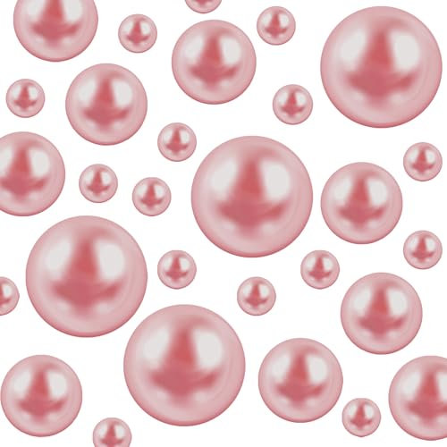 Hapforever Floating Pearls for Centerpieces Vases, 250PCS No Hole Fake Pearl Beads and 4000PCS Water Beads for Vase Filler Floating Beads for Wedding Home Party Decoration (Rose Gold 8/14/20mm)