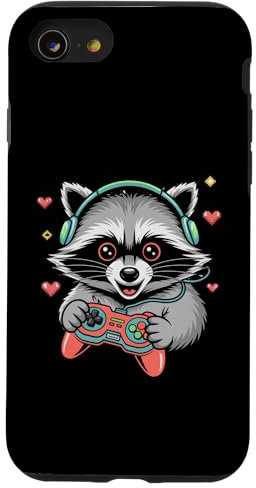 Funny Raccoon Video Game Boy Humor Fun Gamer Pixel Art Case for iPhone SE (2020) / 7 / 8