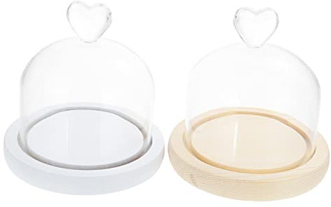 HIAKDOFT 2stücke Glasglocke Für Trockenblumen Kreative Glaskuppel Mit Holzsockel Für Moderne Wohnzimmereinrichtung Für Mikro-landschaften Und Dekorative Accessoires