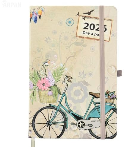 ARPAN Terminplaner 2026, ein Tag pro Seite, A5, Index, Terminplaner, weich gepolsterter Einband, mit ganzer Seite Samstag und Sonntag (Vintage Cream – 2026)