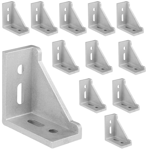 DBREAKS Lot de 12 Matériel de Fixation 30 x 60 mm Angulaire Angle Connecteurs en Aluminium, Profile Aluminium Equerre Fixation d’Angle