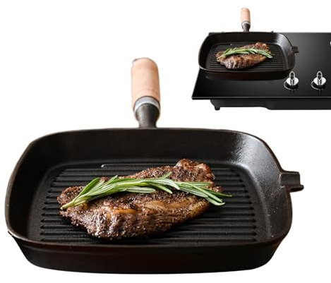 Grillpfanne Induktion - Grillpfanne Wmf | Regelbarer Thermostat | Antihaft Grillpfanne Mit Holzgriff | Für Alle Hitzebeständig Ergonomisch Tragbare | Bratplatte Für Haushalt Gewerbe Restaurant