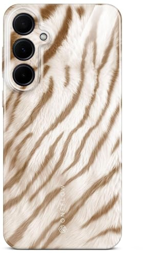 ONEFLOW Wild Cover für Samsung Galaxy A35 5G Hülle mit Animal Print, Designer Case Handy Schutzhülle mit Kameraschutz, Tiere Muster Hardcase dünne Handyhülle, Caramel Tiger Beige