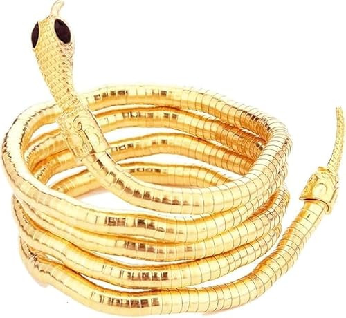 MisFun Collar Pulsera de Estampado de Serpiente Retro Snake Punk Collar de Serpiente Flexible de Serpientes de Personalidad Serpientes Femenina Joyas Distorsionadas Collar Tira Larga (Oro)
