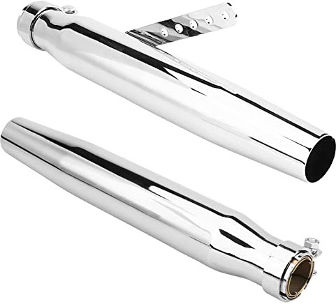 Solinder Motorrad-Abgas-Mufflerrohr, Retro-Design, Glatterer Auspuff, Universeller Passform für Edelstahlschalldler für Motorräder mit 39-46 mm. Geeignet für die Meisten Motorräder mit