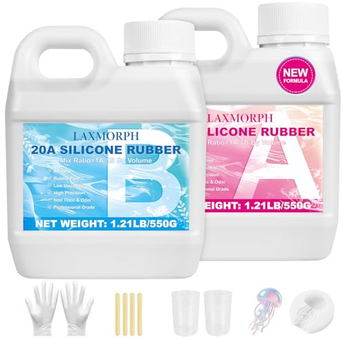 Silicone liquide 20 A, 550 g + 550 g, kit de fabrication de moules en silicone, proportion simple 1:1, libération facile du moule, faible viscosité, idéal pour les moules en résine DIY, forme de