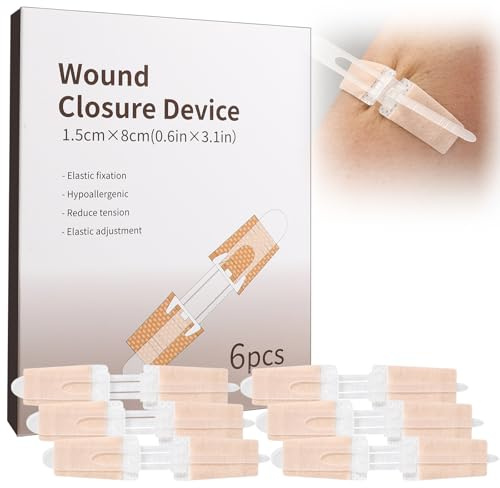 Wound Closure Strips 6Pcs Adhesive Bandages Butterfly Bandaids Zip Stitch Suture Strip Emergency Wound Closure Device for Laceration Repair 8 x 1.5 cm