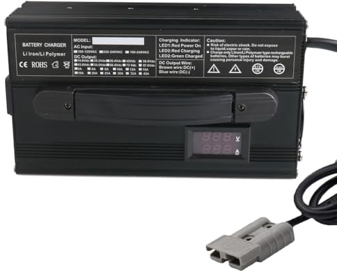 Lzyjck Chargeur De Batterie 24 V pour Chariot Élévateur, Chargeurs Plomb-Acide Intelligents 24 V 25 A avec Mode De Charge d'entretien, Prise Anderson, Écran LCD,120a Anderson