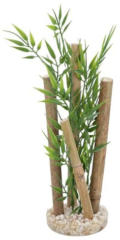 AB Tools Aqua Décor Small Bamboo 23cm Artificial Aquarium Plant with Weighted Base for Easy Planting and Display