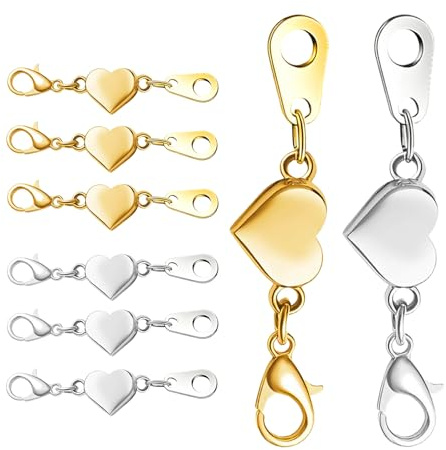 8 Stück Armband Verschluss Magnetische Kettenverschluss, Herz Magnetische Verschlüsse für Armbänder, Magnetverschlüsse für Ketten, Gold und Silber Schmuck Verschlüsse zum Basteln von DIY Schmuck