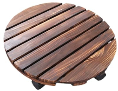 PawwJoy Support à roulettes en Bois pour Pot de Fleurs, Base Ronde avec 4 roulettes, Plateau Mobile pour Salon, Balcon, intérieur et extérieur- 25 Cm