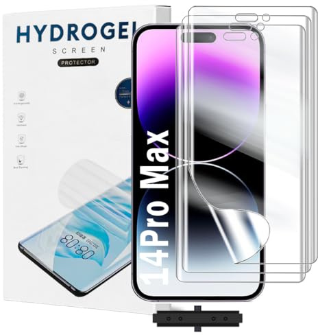 Yxiuumo 3 Pack Hydrogel Film for iPhone 14 Pro Max,Transparent Hydrogel Protective Film Screen Protector Soft,HD Clear,Anti-Bubble,Self-Healing Easy Installation[Not Glass]