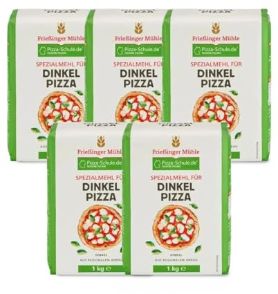 Bielmeier Frießinger Mühle Spezialmehl für Dinkel‑Pizza 5×1 kg – luftig & aromatisch – Premium Pizza Mehlmischung für knusprige, lockere Dinkel‑Pizza, Pinsa oder kreative Teigideen