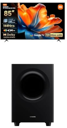 XIAOMI TV S Mini LED 85 & Soundbar Pro 2.1ch Bundle: Mini LED 85 QLED TV,4K UHD,Smart TV mit DVB T2,144Hz,Dolby Audio + 300W Soundbar mit kabellosem Subwoofer,Dolby Audio&DTS Virtual:X,Coax/BT