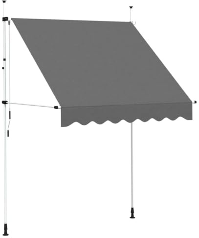 Roanoer Tenda da sole retrattile a mano, 200 cm, antracite, regolabile in altezza, con manovella, tenda da finestra per terrazza e balcone, 120 cm di caduta