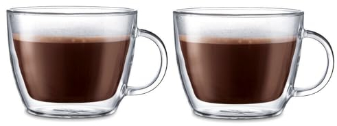 Bodum - 10608-10 - Bistro - Set 2 Tasses à Café Latte Double Paroi avec Anse - 45 cl