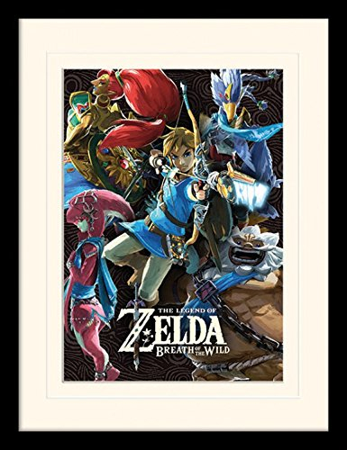 1art1 The Legend of Zelda Poster Breath of The Wild, Divine Beasts Collage Gerahmtes Bild Mit Edlem Passepartout | Wand-Bilder | Im Bilderrahmen 40x30 cm