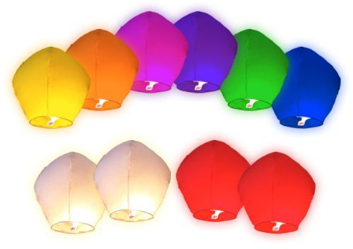 Gift_Shop Juego de 20 farolillos Chinos voladores, DE Colores, Aluminio, Mixtos, 33 x 86 cm