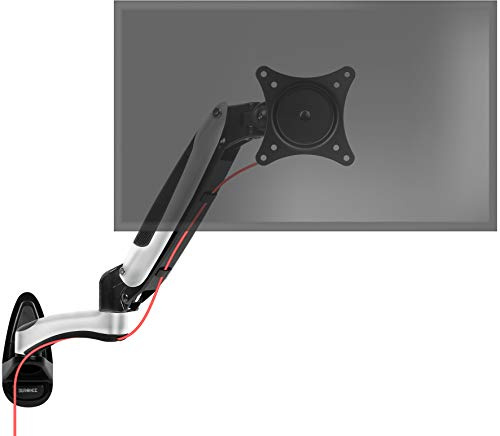 Duronic DM65W1X2 Gas Powered Extendable Single LCD LED Wall Mount Arm Monitor Bracket with Tilt and Swivel (Tilt -90°/+85°|Swivel 180°|Rotate 360°) + 2 years Warranty