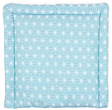 KraftKids Wickelauflage in weiße Diamante auf Pastel Blau, Wickelunterlage 60x70 cm (BxT), Wickelkissen