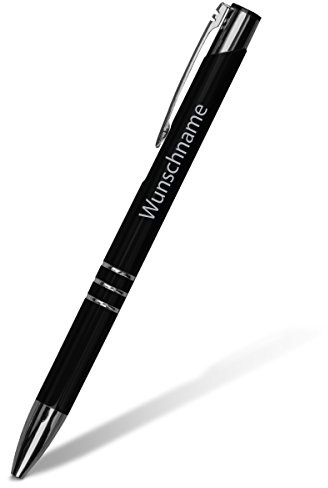 Personalisierte Kugelschreiber Chicago Stift Schriftzug inkl. individueller hochpräziser Lasergravur in Schwarz 1 bis 500 Stück Menge Konfigurierbar
