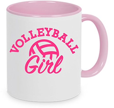 Volleyball-Girl - Kaffeetasse mit Motiv, Tasse mit Druck, auch individuell mit Spruch, Foto, Wunschtext, Wunschname (Rosa)