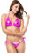 IWEMEK Damen Metallic Glänzend Micro Mini Bikini Push Up Set Sexy Dessous Wetlook BH String Unterwäsche Badeanzug Bademode Reizwäsche Neckholder Schwimmanzug Badebekleidung Heißes Rosa