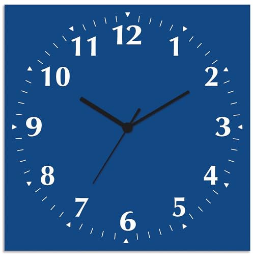 ARTLAND Wanddeko Wanduhr ohne Tickgeräusche Alu Funkuhr 30x30 cm Quadratisch Lautlos 12 Ziffern Farbig Schlichtes Design Blau S7KA