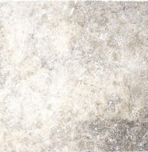 Fliese Travertin Naturstein weißgrau Fliese silber Antique Travertin für BODEN WAND BAD WC DUSCHE KÜCHE FLIESENSPIEGEL THEKENVERKLEIDUNG BADEWANNENVERKLEIDUNG Mosaikmatte Mosaikplatte