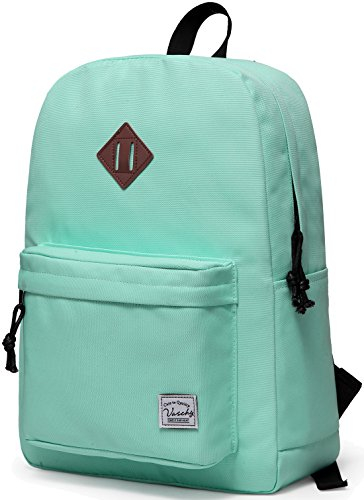 VASCHY Mochila escolar, ligera repelente al agua mochila hombre mochila mochila mujer niños niño ocio para niña escuela secundaria adolescentes colegio negocios viajes, Aqua, M, Casual