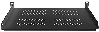 SCENetwork 19, 19 Zoll Ablageboden, Fachboden für Netzwerkschrank, Wandschrank, Wandgehäuse, Elektronikwandgehäuse, Netzwerkwandschrank, 1HE, 250mm tief, Schwarz RAL9004, 15kg Traglast