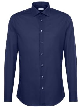 Chemise business homme Seidensticker - coupe ajustée - sans repassage - col Kent - manches longues - 100 % coton ,Dunkelblau ,38