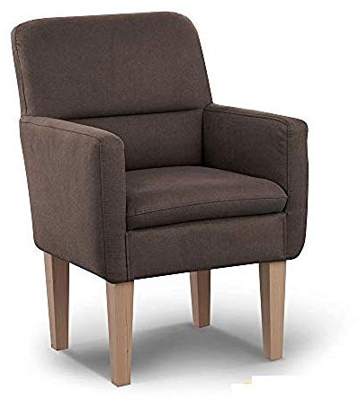 CAVADORE Diningsessel Kira / Polstersessel für Küche, Esszimmer oder Wohnküche / Passend zur Küchengarnitur Kira / Leichte Fleckenentfernung dank Soft Clean / 66 x 96 x 71 / Flachgewebe: Braun