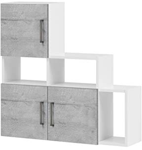 Schildmeyer Samu Hängeschrank 147710, weiß glanz / steingrau, 81,5 / 21,2 / 80,0 cm
