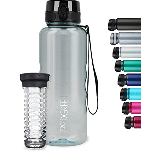 720°DGREE Borraccia 1,5Litri “uberBottle“ +Infusore, crystalClear- Senza-BPA, Prova di Perdite - Bottiglia, Borracce d'Acqua Sportiva per Palestra, Studio Fitness, Gym, Workout, Escursioni, Università