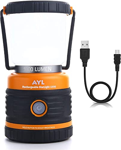 AYL Linterna LED Recargable, 1800 LM, 4 Modos de Luz – Lámpara Camping y Batería Externa 4400 mAh - Linterna LED Impermeable IP44 - Linterna Recargable con Cable USB para Hogar y Emergencias