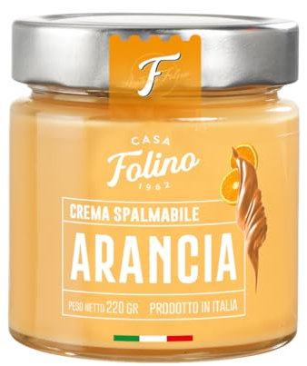 CasaFolino - Crema Spalmabile Artigianale. Vari gusti. Alta qualità. Prodotto Gourmet. Idea Regalo. Made In Italy (250 gr, Arancia)