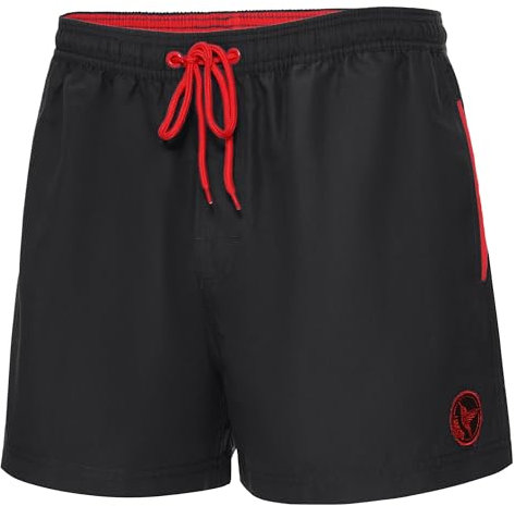 Ladeheid Short de Bain Homme, Séchage Rapide avec Doublure en Filet, Poches Latérales et Arrière, Taille Élastique avec Cordon, Confortable et Respirant pour Natation LA40-199 (Noir, L)