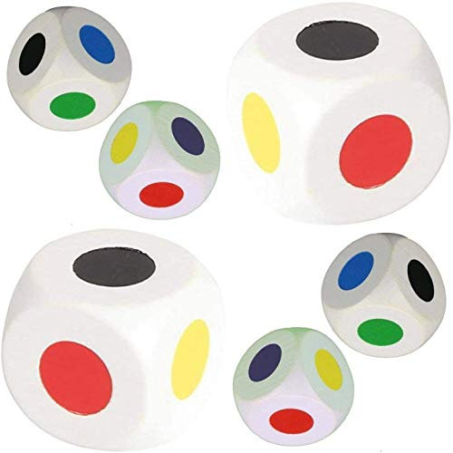 Farbwürfel 25 mm, 3er Set, 6- Farben, Holzwürfel, Ersatzwürfel für Spiele