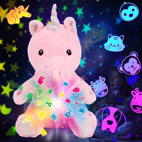 Cuteoy Plüsch Rosa Einhorn Stern Projektor Musikalisch Einstellbar Singend Nachtlicht Gefüllte Tiere Leuchtende Kawaii Plüschtiere Spielzeug Geschenke für Kinder