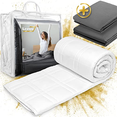 Leroo® Gewichtsdecke 135x200 6 kg [ÖkoTex Zertifiziert] inklusive Decken- & Kissen-Bezug - Therapiedecke gegen Schlafstörung und Anti-Stress - Schwere Decke für magische Sommer & Winter