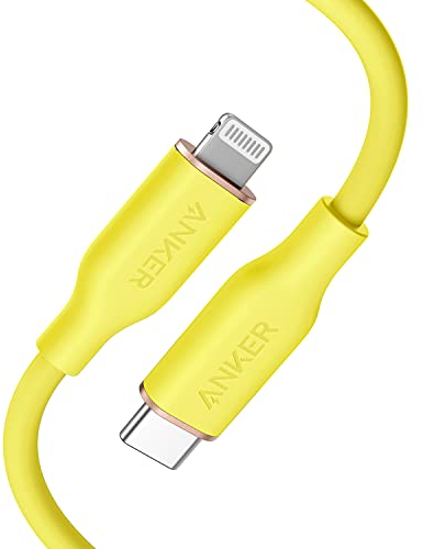 Anker Powerline III Flow, USB C Lightning Kabel, 90cm USB C auf Lightning Kabel kompatibel mit iPhone 14/13/12/11 Serie, AirPods Pro, MFi-Zertifiziert, Silikagel (in Sonnengelb)