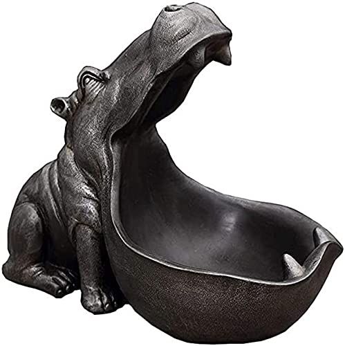 Cutfouwe Kleine Nilpferd Statue Tischdekoration,Kunstharz Sammlerstück,Kleinteile, Behälter, Schlüsselbonbons,Home Office Dekoration Zubehör Hochzeitsgeschenke. (Silver-Klein)