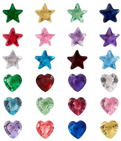 PandaHall 240 Stück Herz Stern facettierte Kristallglas Strass Cabochons 4~5mm bunte Mini-Diamant-Edelsteine Kabine Abdeckungen für Hochzeit Gastgeschenk Tischdekoration Nagelkunst Schmuckherstellung